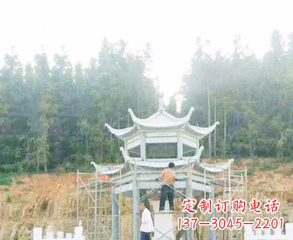贵州园林仿古双层石凉亭景观石雕 (2)