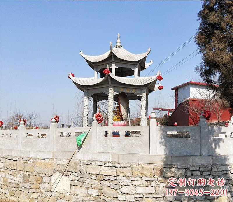 贵州园林仿古双层石凉亭景观石雕 (3)