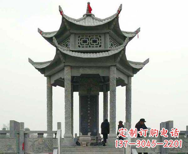 贵州园林仿古双层石凉亭景观石雕
