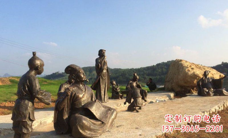 贵州园林古代人物和玩耍的小孩小品铜雕