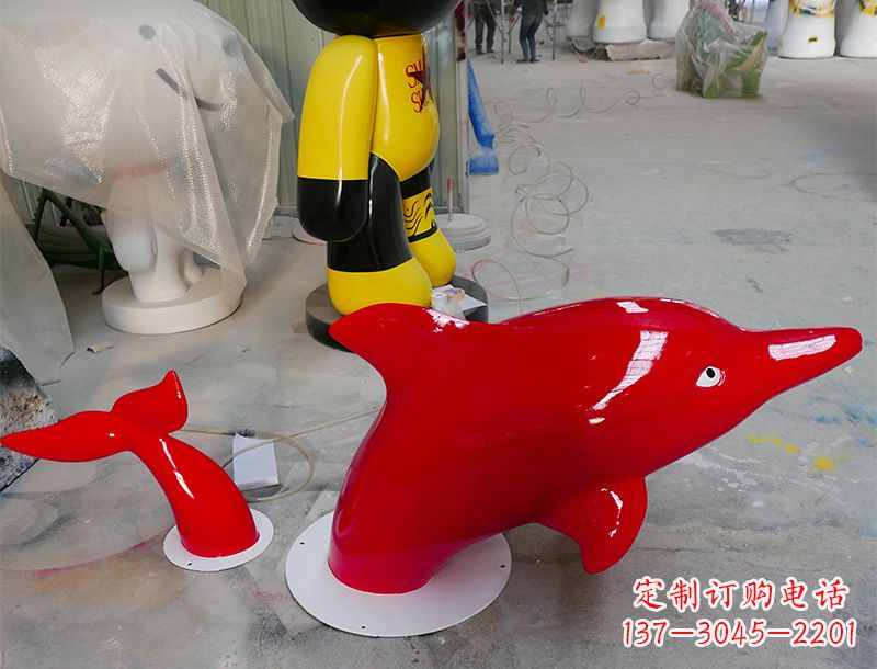 贵州园林广场创意海豚入水出水雕塑摆件