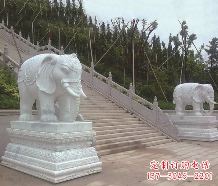 贵州园林汉白玉大象景观石雕