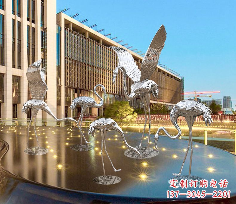 贵州园林火烈鸟不锈钢雕塑