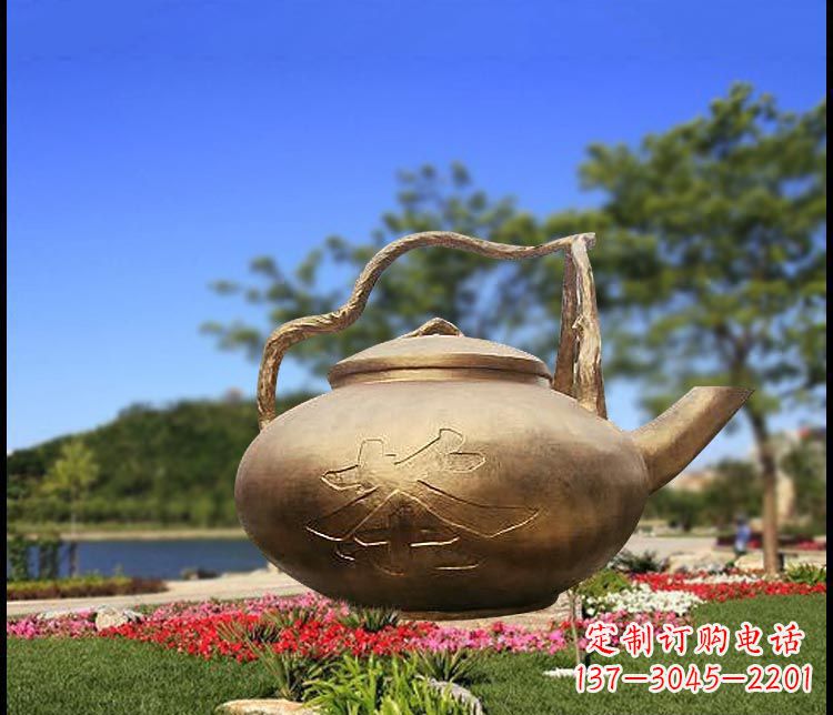 贵州园林景观茶壶铜雕