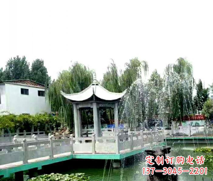 贵州园林景观单层六角石雕凉亭