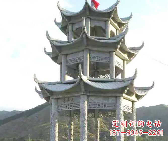 贵州园林景观多层凉亭石雕 (3)