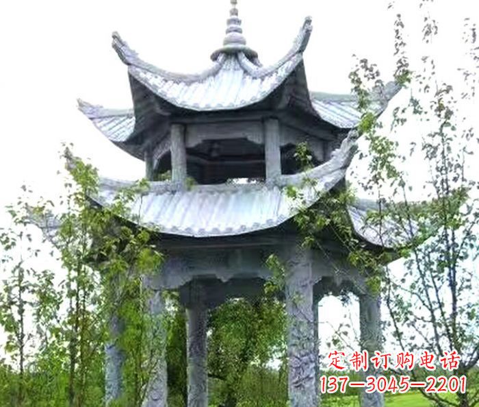 贵州园林景观仿古六角石凉亭