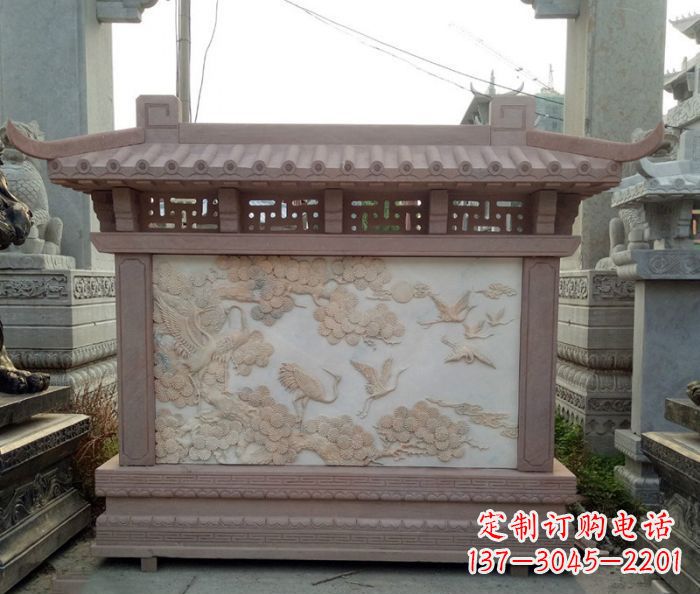 贵州园林景观松鹤石浮雕影壁