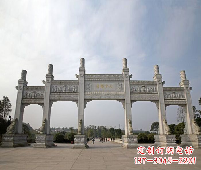 贵州园林景观五门石雕牌坊