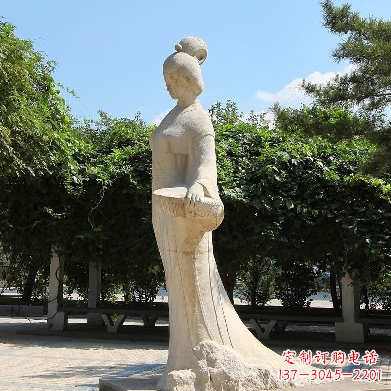 贵州园林历史人物著名美女秦罗敷砂岩石雕塑像