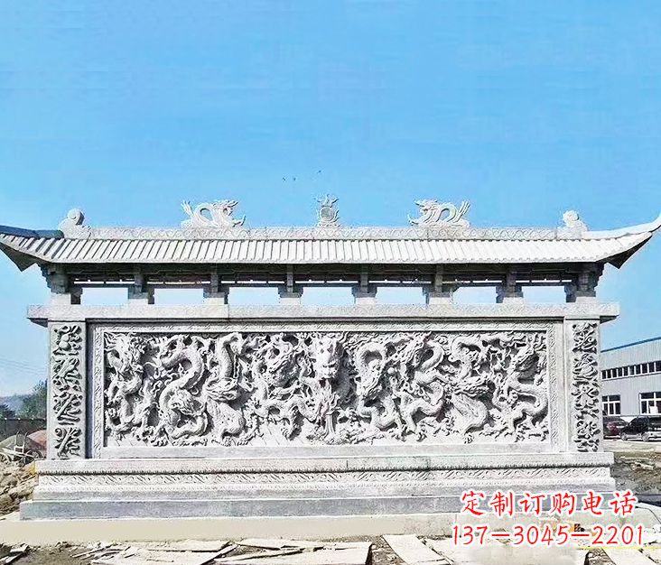 贵州园林龙浮雕影壁墙景观石雕
