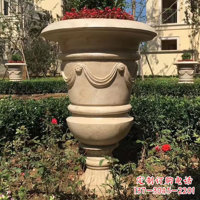 贵州园林砂岩石雕花盆