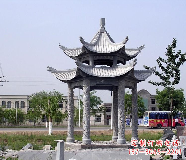 贵州园林双层仿古凉亭石雕