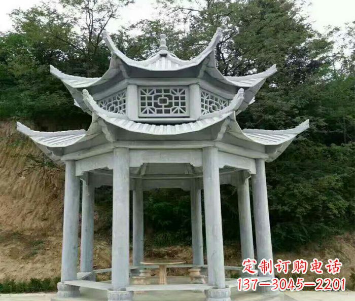 贵州园林双层凉亭石雕 (2)