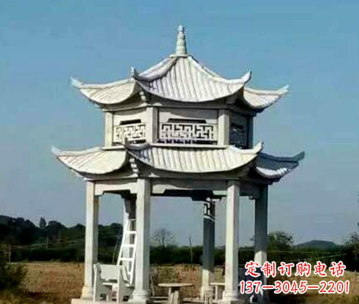 贵州园林双层石雕凉亭 (2)