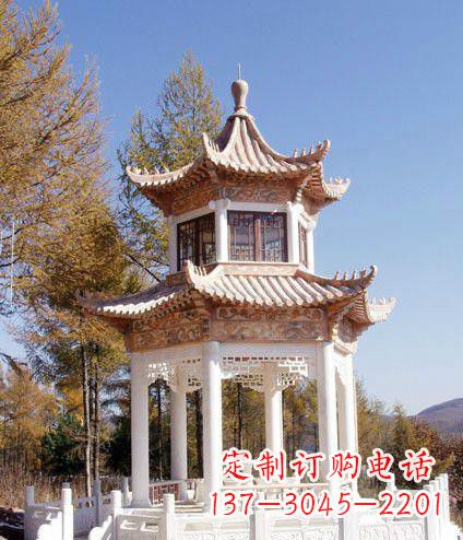 贵州园林双层石凉亭景观石雕 (2)