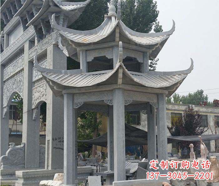 贵州园林双层石雕凉亭