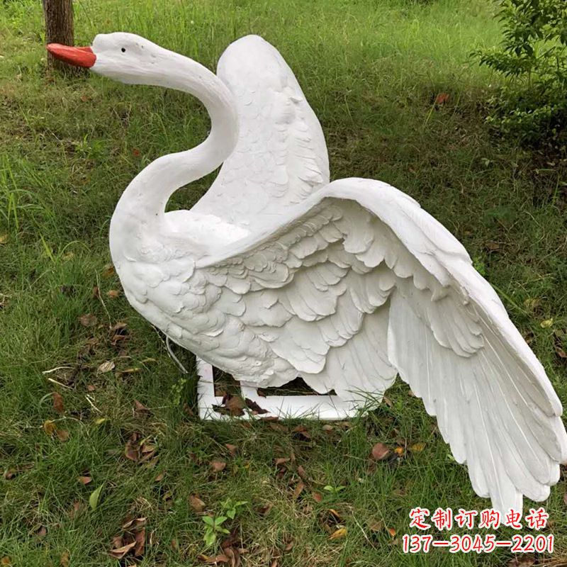 贵州展翅飞翔白天鹅仿真发光动物雕塑