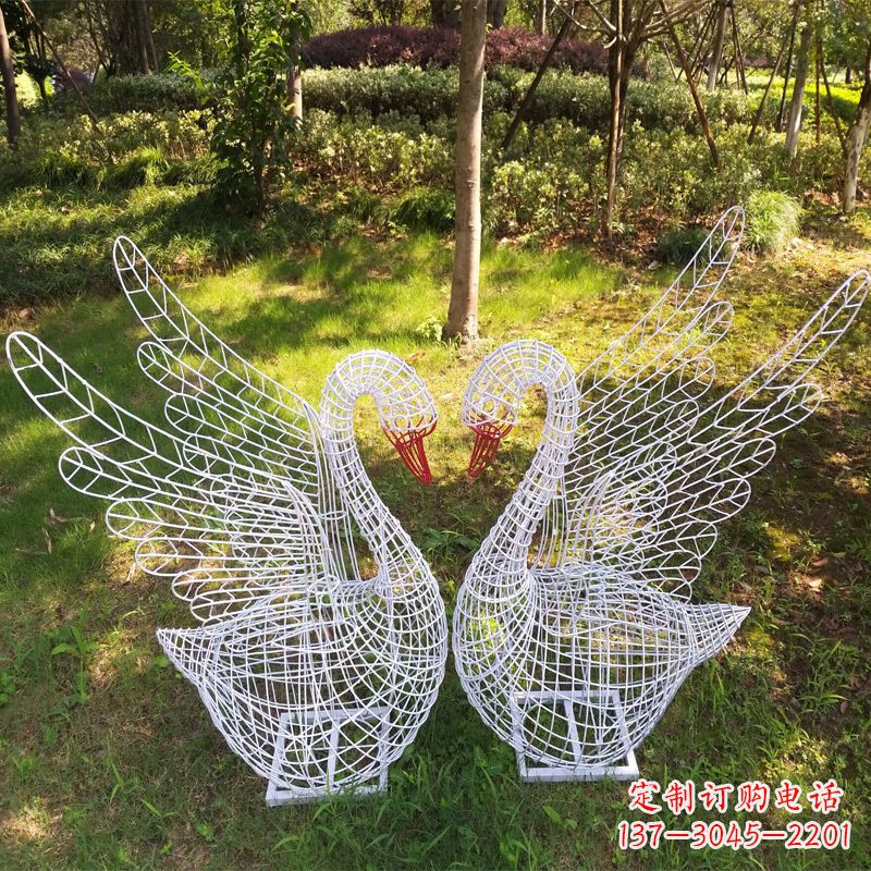 贵州展翅天鹅公园绿地铁艺动物摆件