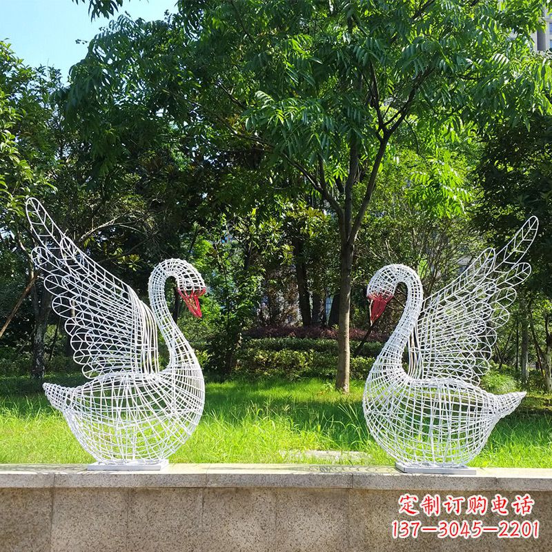 贵州展翅天鹅网格雕塑-上色款