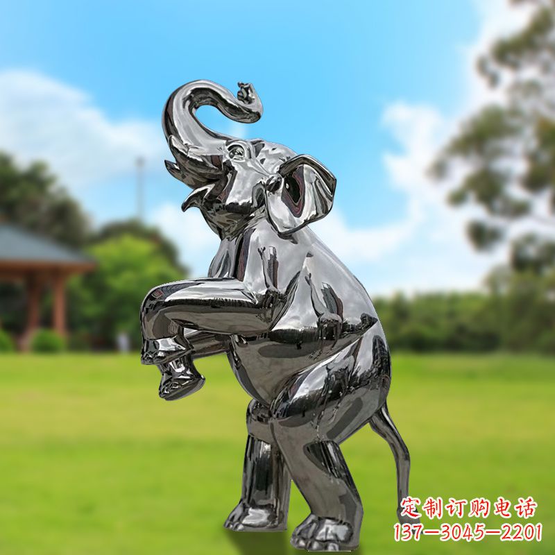 贵州站立的不锈钢小象雕塑
