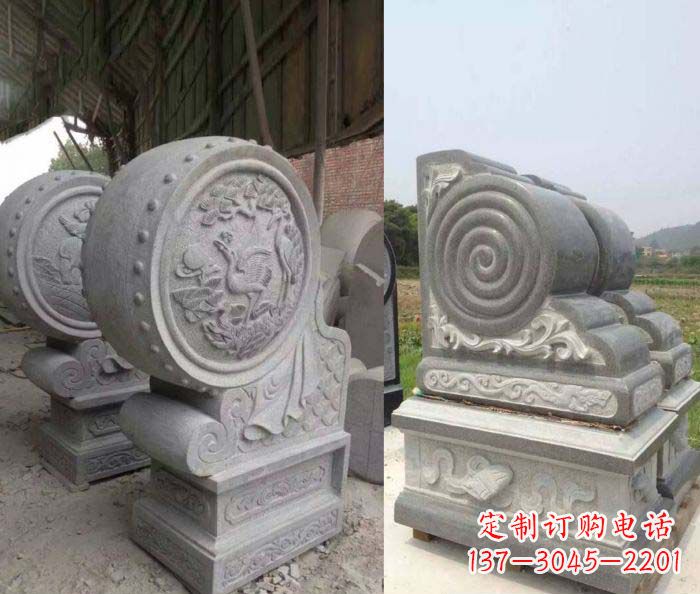 贵州招财抱鼓石大理石门墩