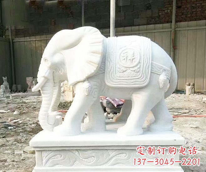 贵州招财动物汉白玉大象石雕 (3)
