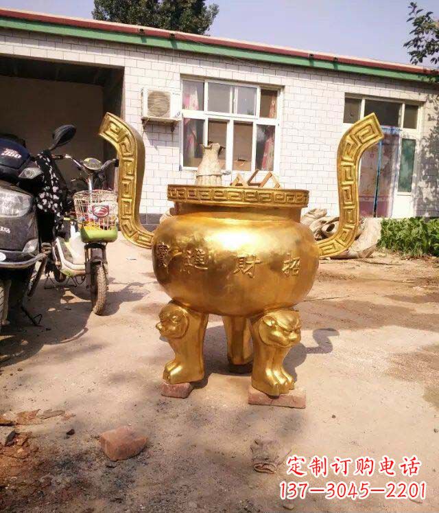 贵州招财进宝香炉寺庙铜雕