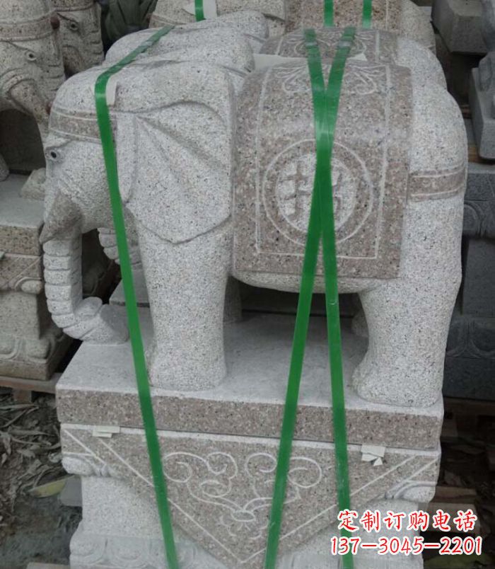 贵州招财进宝芝麻灰大象石雕 (4)