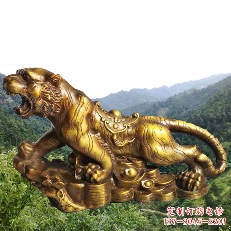 贵州招财老虎漆金12生肖动物雕塑
