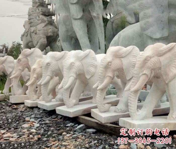 贵州招财晚霞红大象石雕 (3)