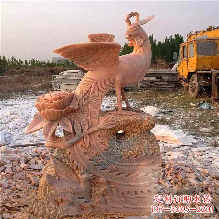 贵州中国古代传说中的瑞鸟凤凰牡丹石雕