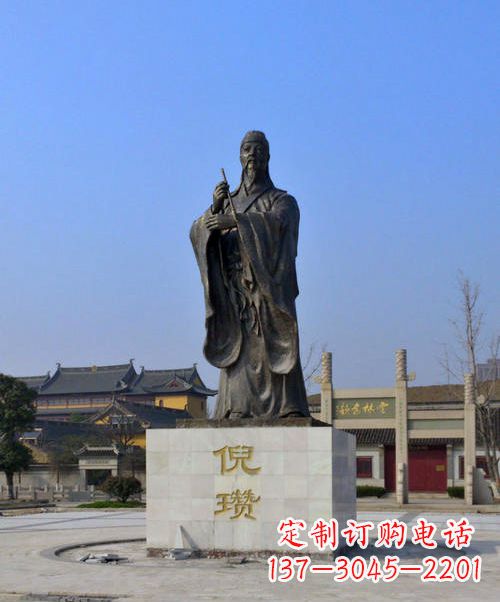 贵州中国历史名人元末明初画家诗人倪瓒铜雕塑像