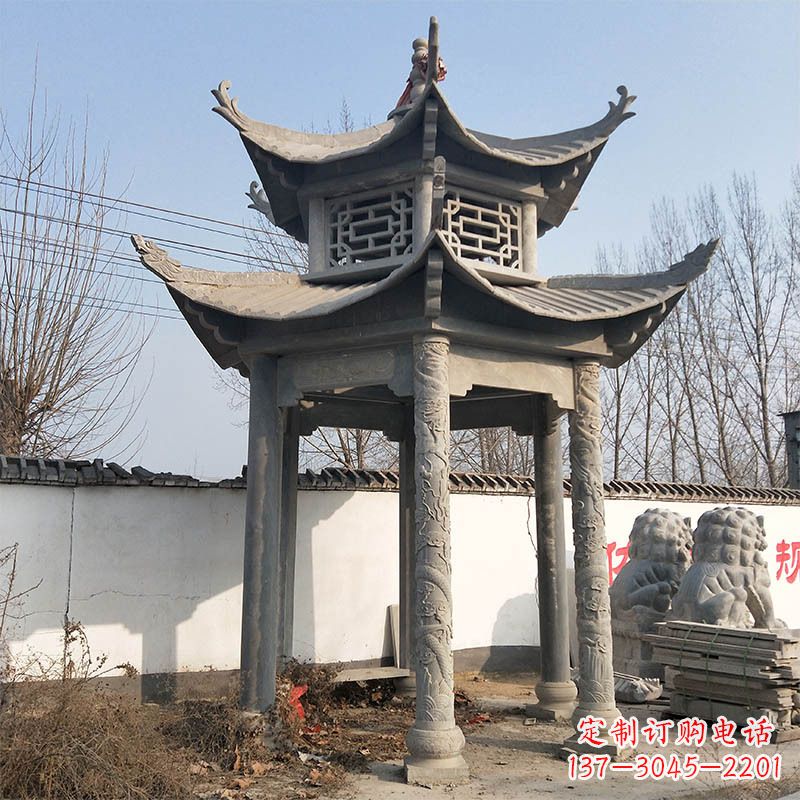 贵州中式双层石雕凉亭