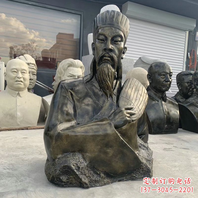 贵州诸葛亮半身像-玻璃钢仿铜三国人物古代著名军事家雕像