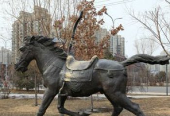 贵州小区动物奔跑的马铜雕
