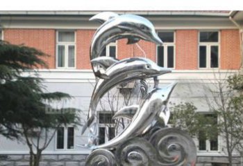 贵州校园不锈钢海浪海豚雕塑