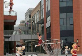 贵州校园卡通人物打篮球雕塑