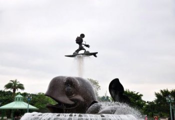 贵州鱼和小孩水景喷泉