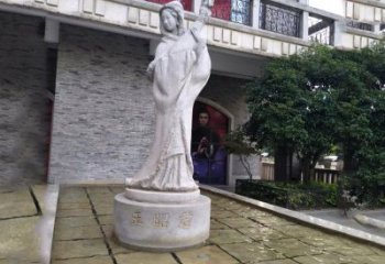 贵州中国历史名人古代美女王昭君弹琵琶石雕像