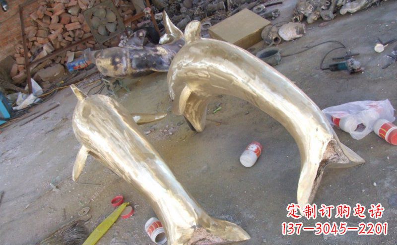 贵州铸铜海豚公园动物铜雕