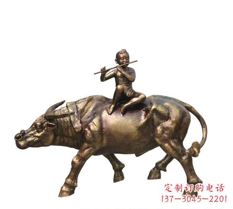 贵州铸铜牧童牛雕塑