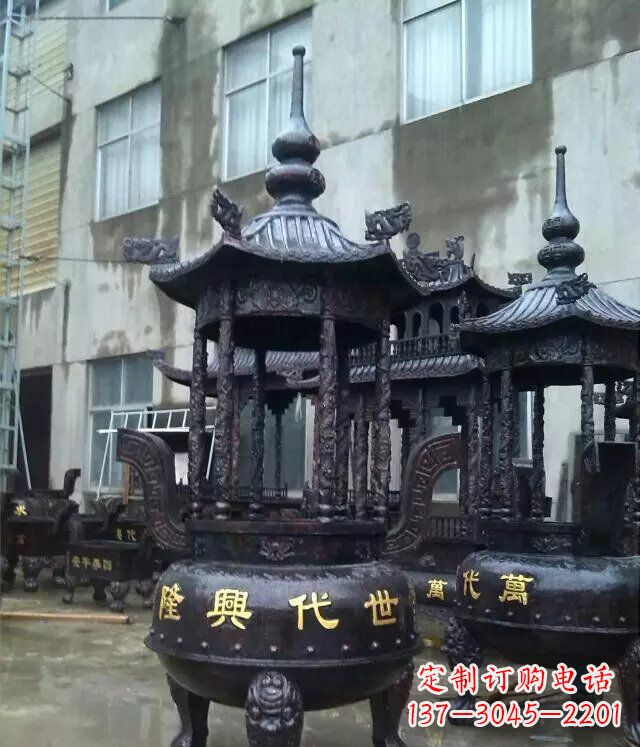 贵州铸铜寺庙香炉铜雕 (3)