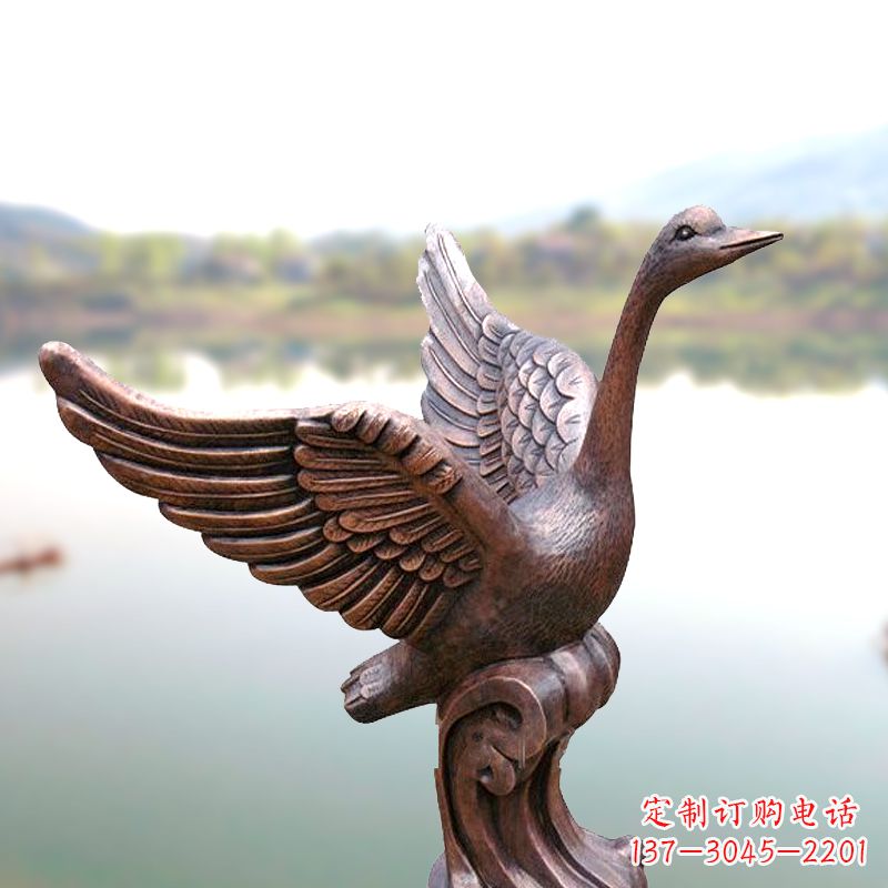 贵州铸铜天鹅景观摆件