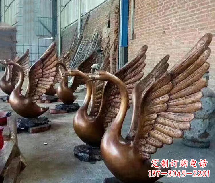 贵州铸铜天鹅喷水动物喷泉雕塑