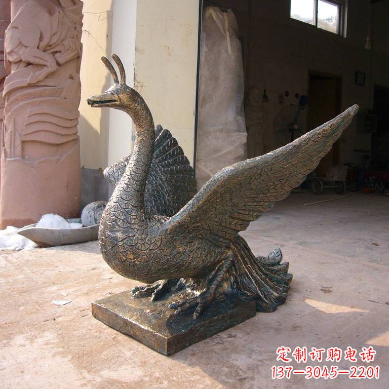 贵州铸铜天之四灵朱雀雕塑摆件