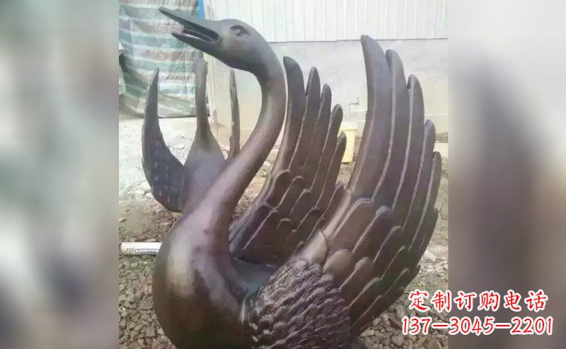 贵州铸铜天鹅铜雕