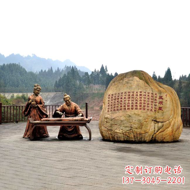 贵州卓文君与司马相如凤求凰公园景观雕塑-历史典故人物情景雕塑