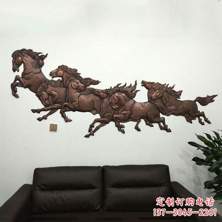 贵州紫铜马儿浮雕装饰画