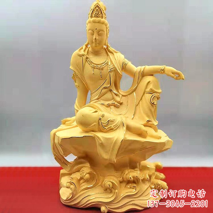 贵州自在观音纯铜镀金雕塑